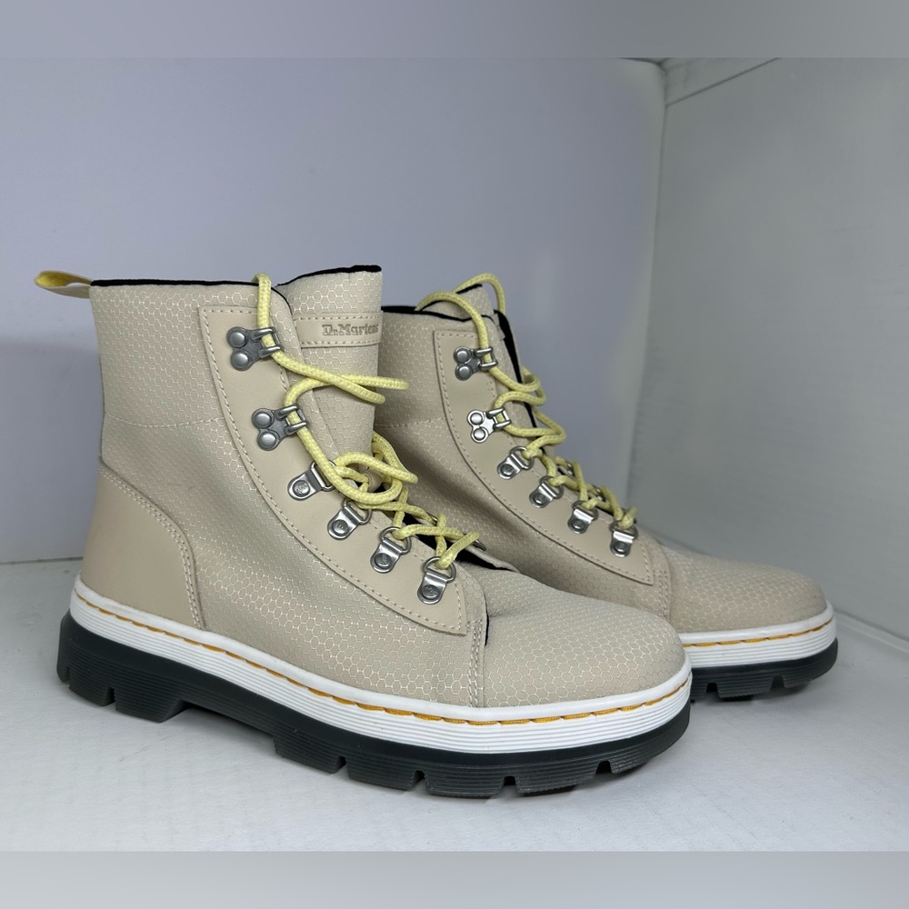 Dr. Martens Combs Women Poly and Leather Casual Boots Parchment Beige Size 10